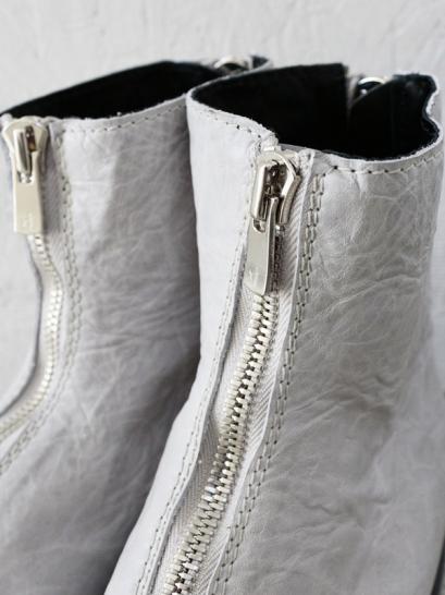 FAGASSENT　"SPLIT ivory" ivory shrink leather 3.5cm heel Front zip boots