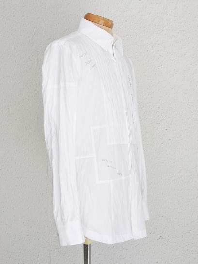 bajra　100/2×80'sタイプライター×リネコットンプリーツシャツ(131BS01) / Aホワイト