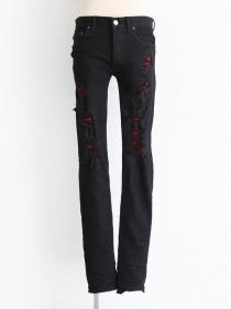 FAGASSENT "WHINE black" Red stretch velvet inserted on entire crushed & ...
