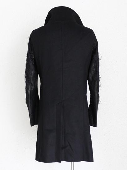 FAGASSENT　"LOG1"　Shrink leather inserted KIMONO jacquard sleeve with cashmere