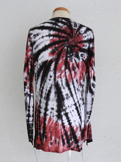 FAGASSENT　"TA2-red shell" Red tye-dye long sleeve jerzy on twisted seaming...
