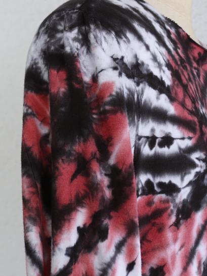FAGASSENT　"TA2-red shell" Red tye-dye long sleeve jerzy on twisted seaming...
