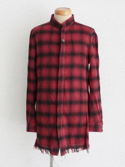 FAGASSENT　"20AW-SH8-red viella" Red Flannel shirt on stone washed & cut-off effe