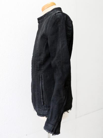 FAGASSENT　"BL1" Black distressed coat denim blouson with cotton lining