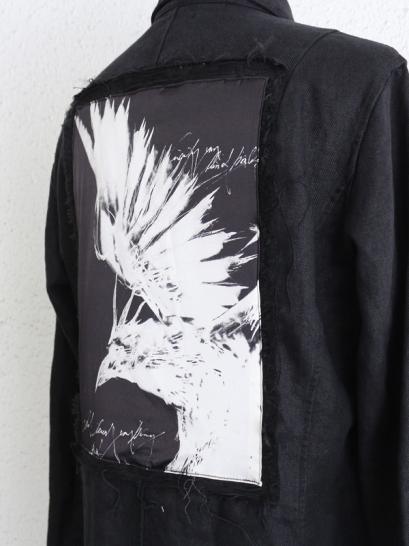 【別注】FAGASSENT　"SH6-sp" Black linen Long shirt with Black Claw print