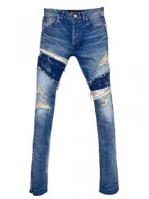 FAGASSENT　"21AW-BRUGGE"　 Blue distressed crush with crush denim rolled patc